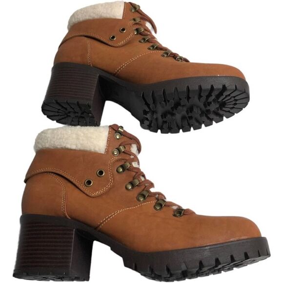 MIA Tallia Brown Faux Fur Ankle Boots - Picture 9 of 11